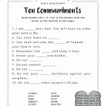 Ten Commandments Worksheet For Kids | Junior Church | Bible   Free Printable Children&#039;s Church Curriculum