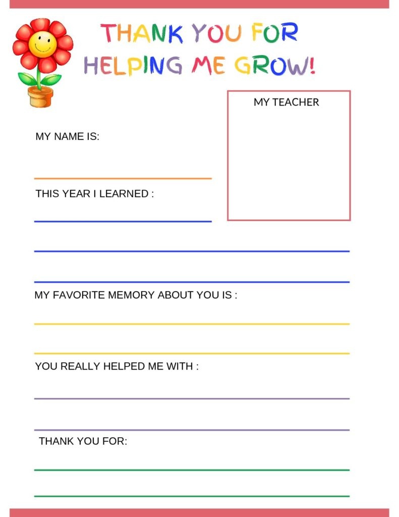 Teacher Appreciation Letter Template From Student