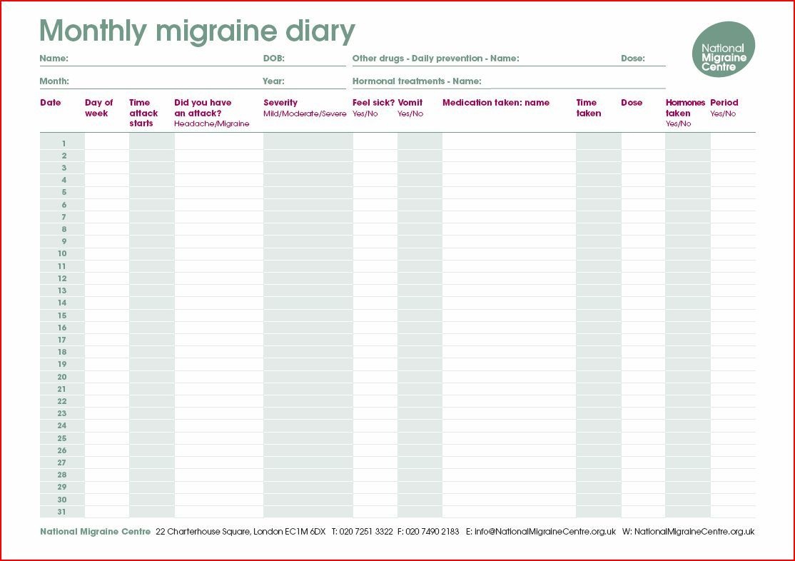 Thank You - Migraine Diary | Migraine | Headache Diary, Migraine - Free Printable Headache Diary