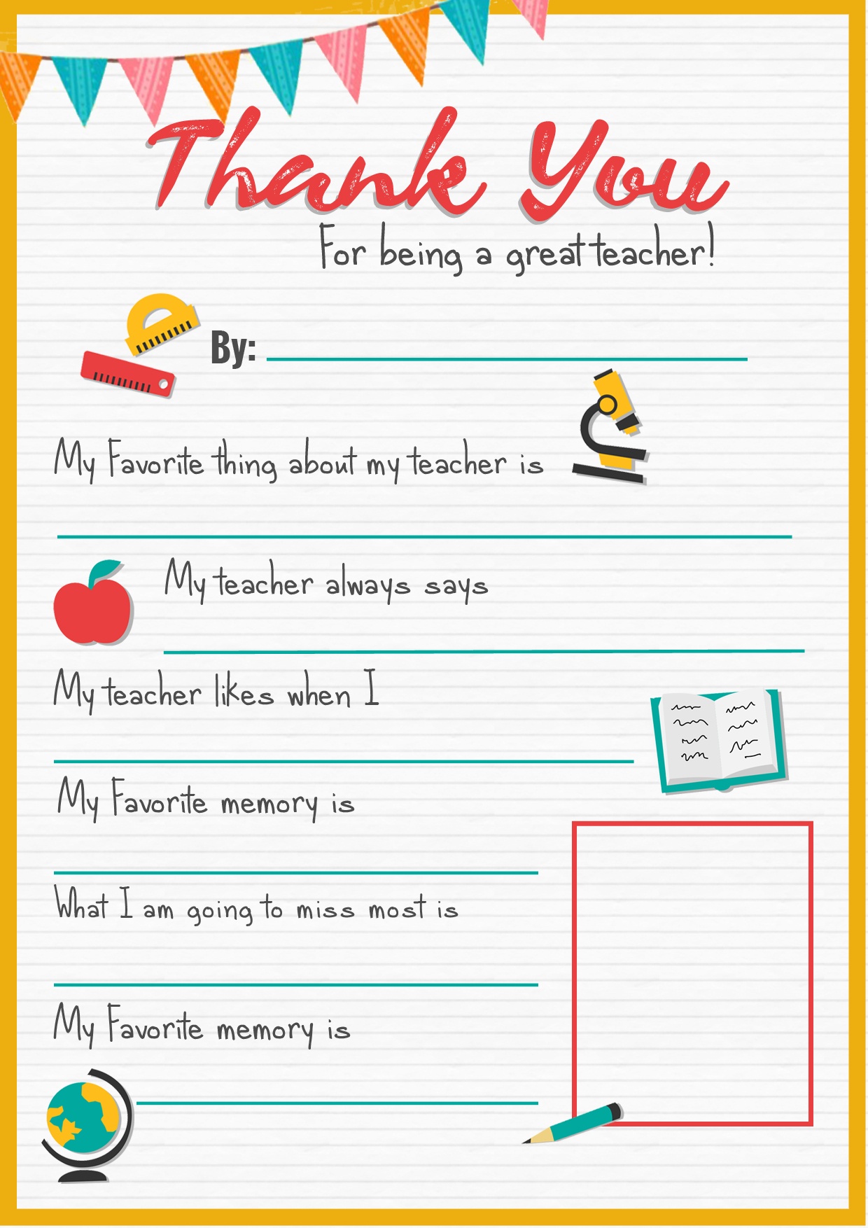 Thank You Teacher - A Free Printable | Stay At Home Mum - All About My Teacher Free Printable