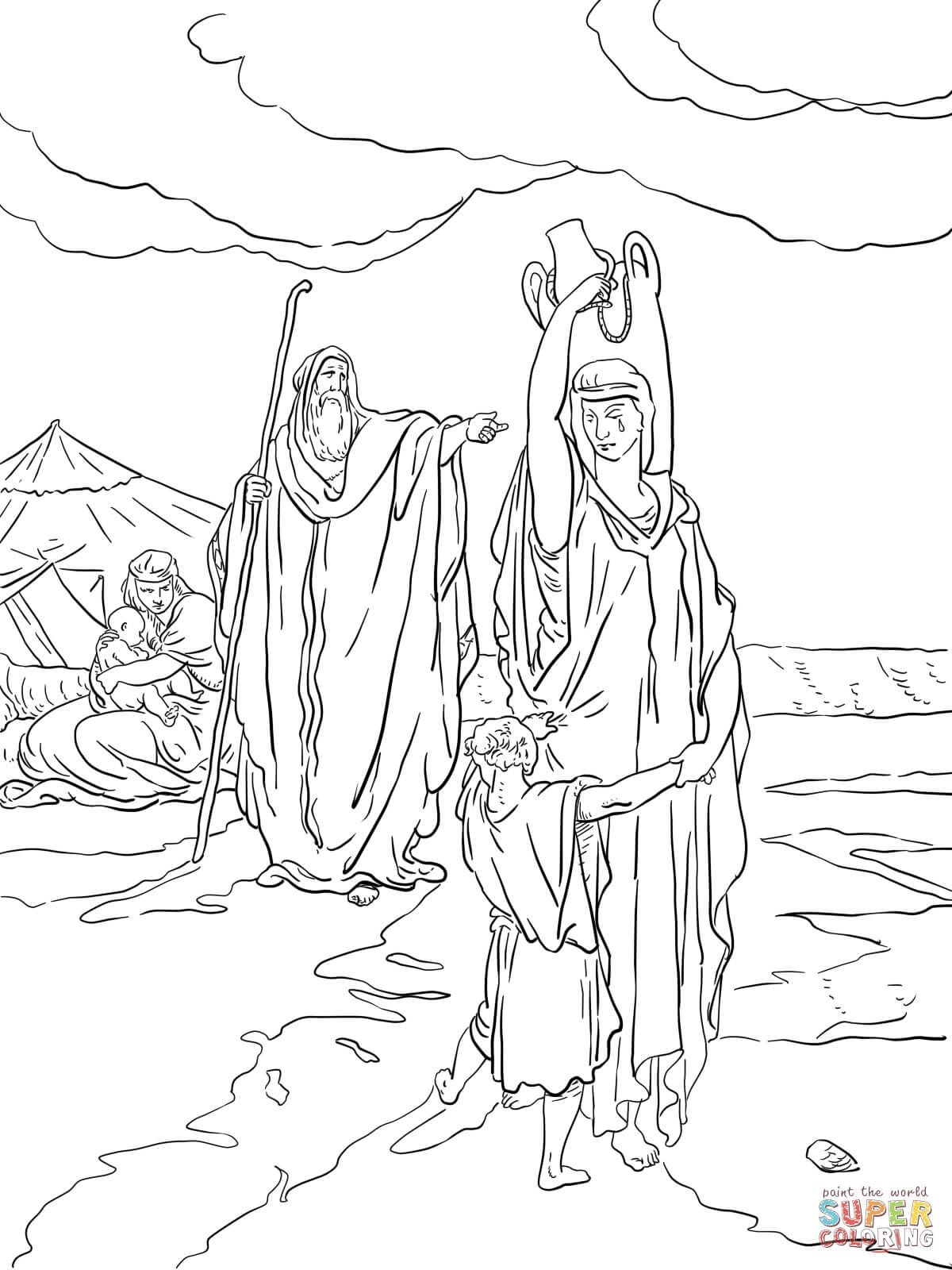 The Expulsion Of Hagar And Ishmael Coloring Page From Abraham - Free Printable Bible Characters Coloring Pages