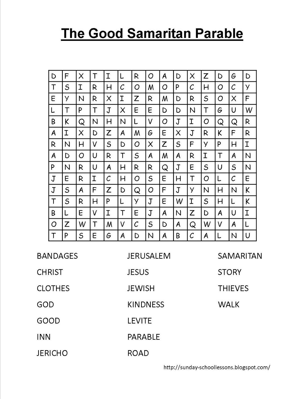 Jesus Crucifixion Sunday School Crossword Puzzles A Printable Free 