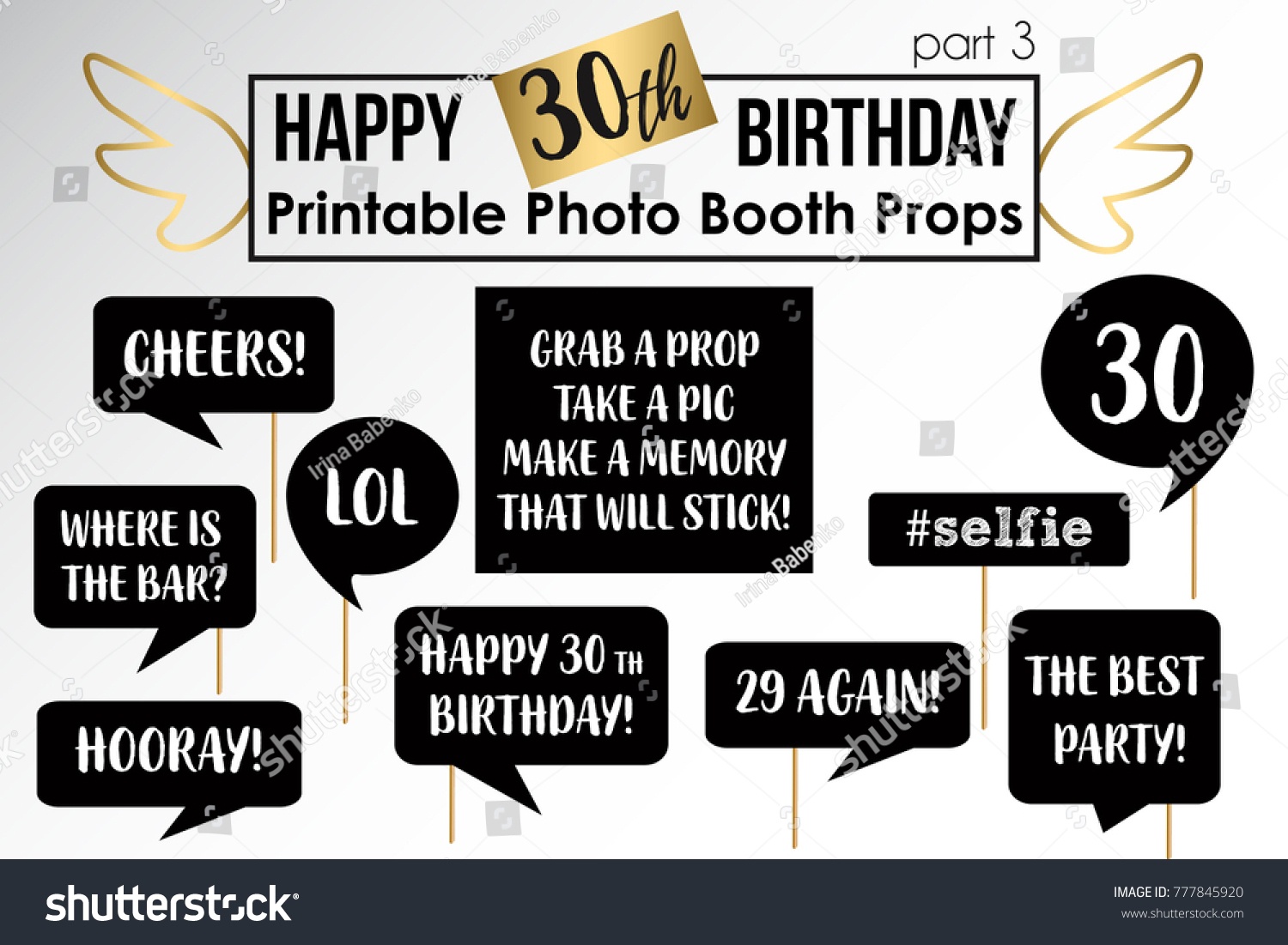 Thirtieth Birthday Party Printable Photo Booth Stock Vector (Royalty - Free Printable 30Th Birthday Photo Booth Props