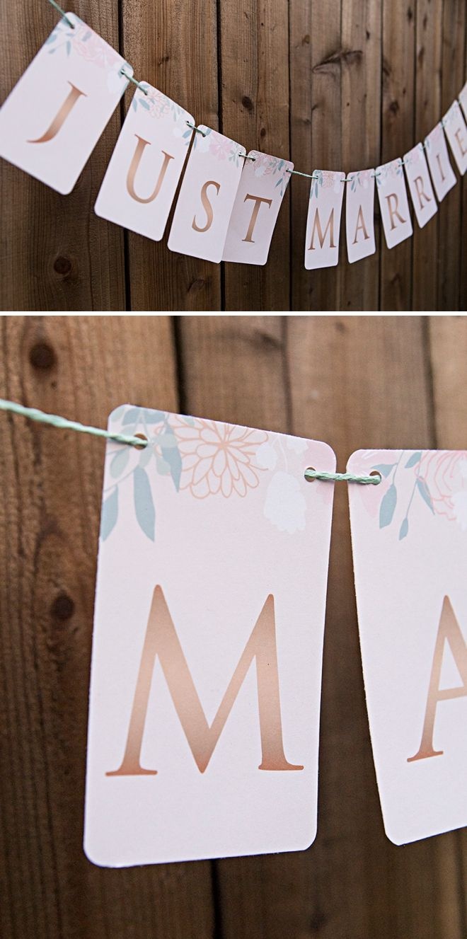 This Free Printable &amp;quot;just Married&amp;quot; Floral Banner Is So Cute - Just Married Free Printable