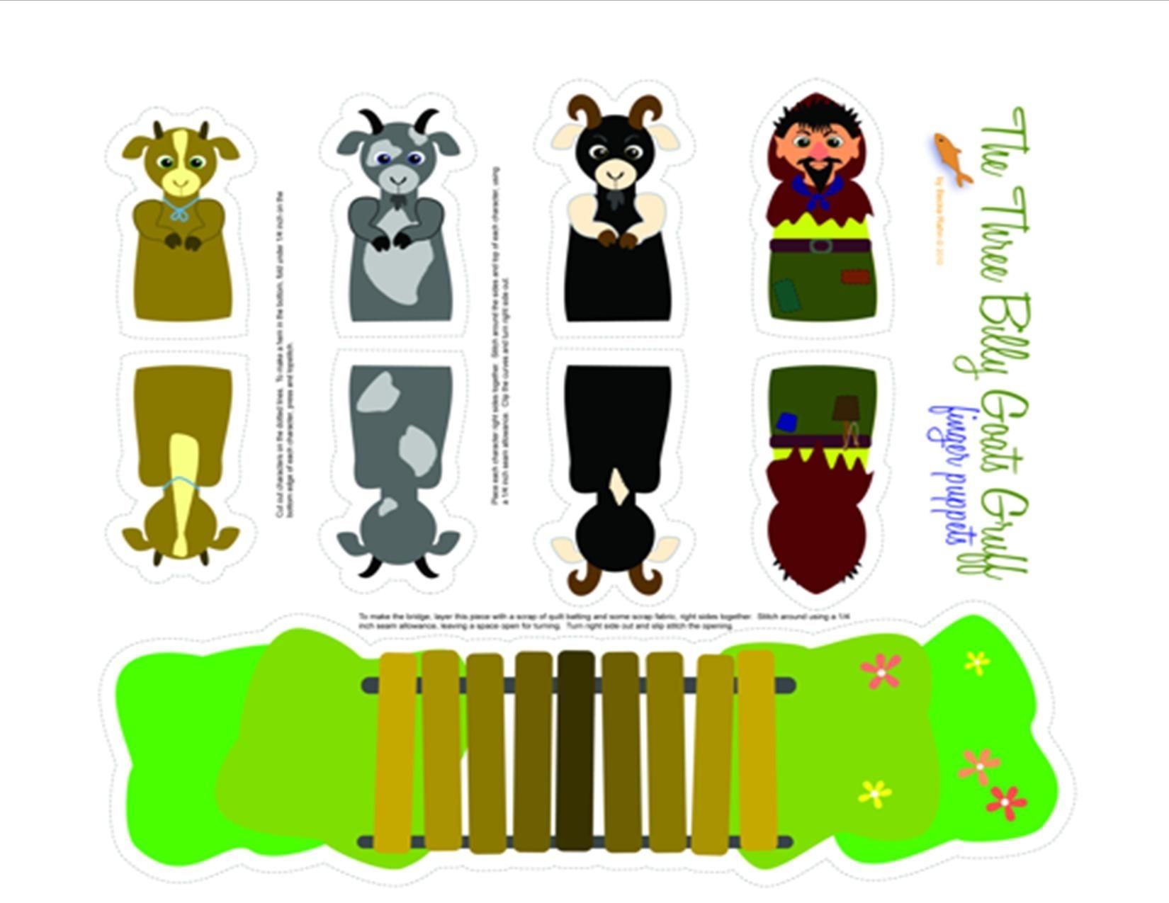 Three Billy Goats Gruff Printable Puppets | Pre-K | Finger Puppets - Three Billy Goats Gruff Masks Printable Free