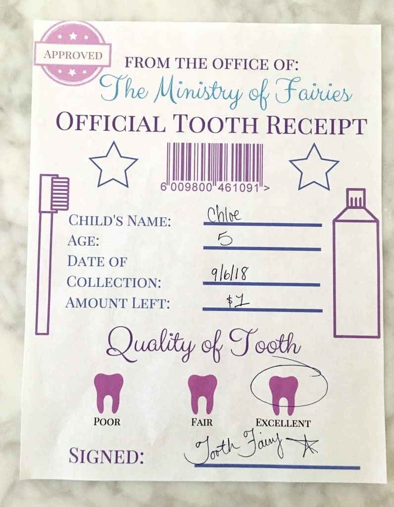 Tooth Fairy Receipt And Letter Printables - Crafty Little Gnome - Free Printable Tooth Fairy Pictures