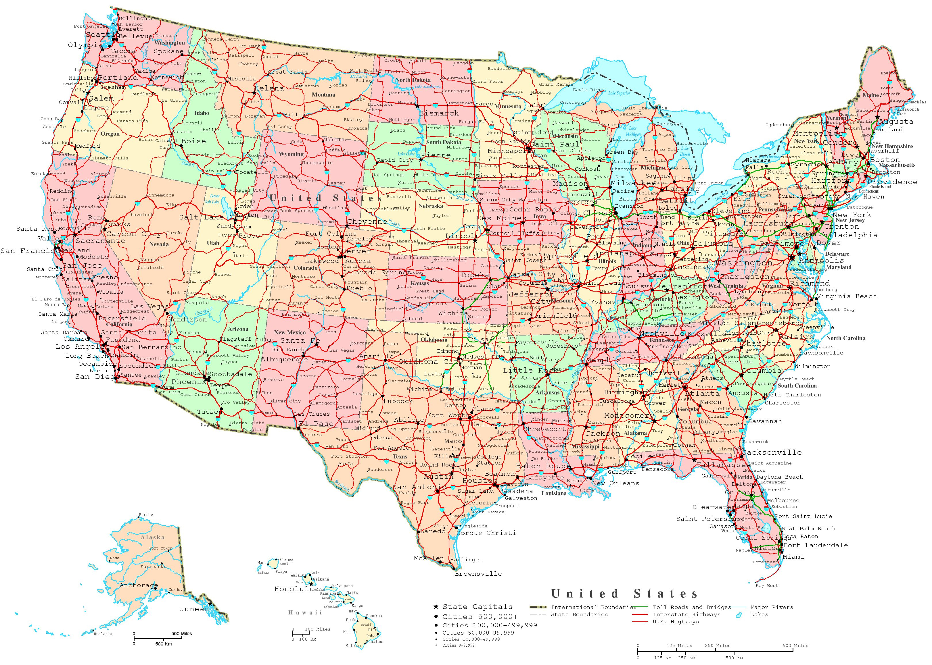 Us Map With States Labeled Printable