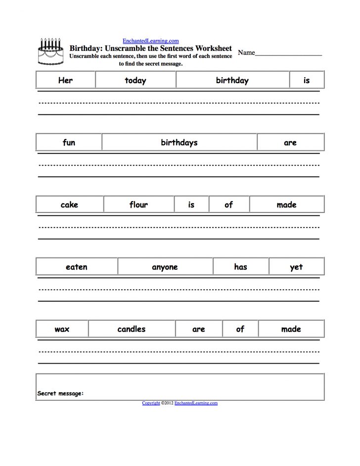 Free Printable Scrambled Sentences Worksheets