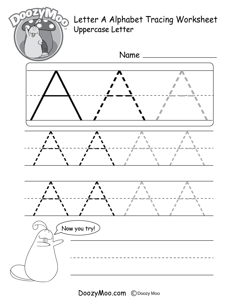Uppercase Letter Tracing Worksheets (Free Printables) - Doozy Moo - Free Printable Alphabet Tracing Worksheets For Kindergarten