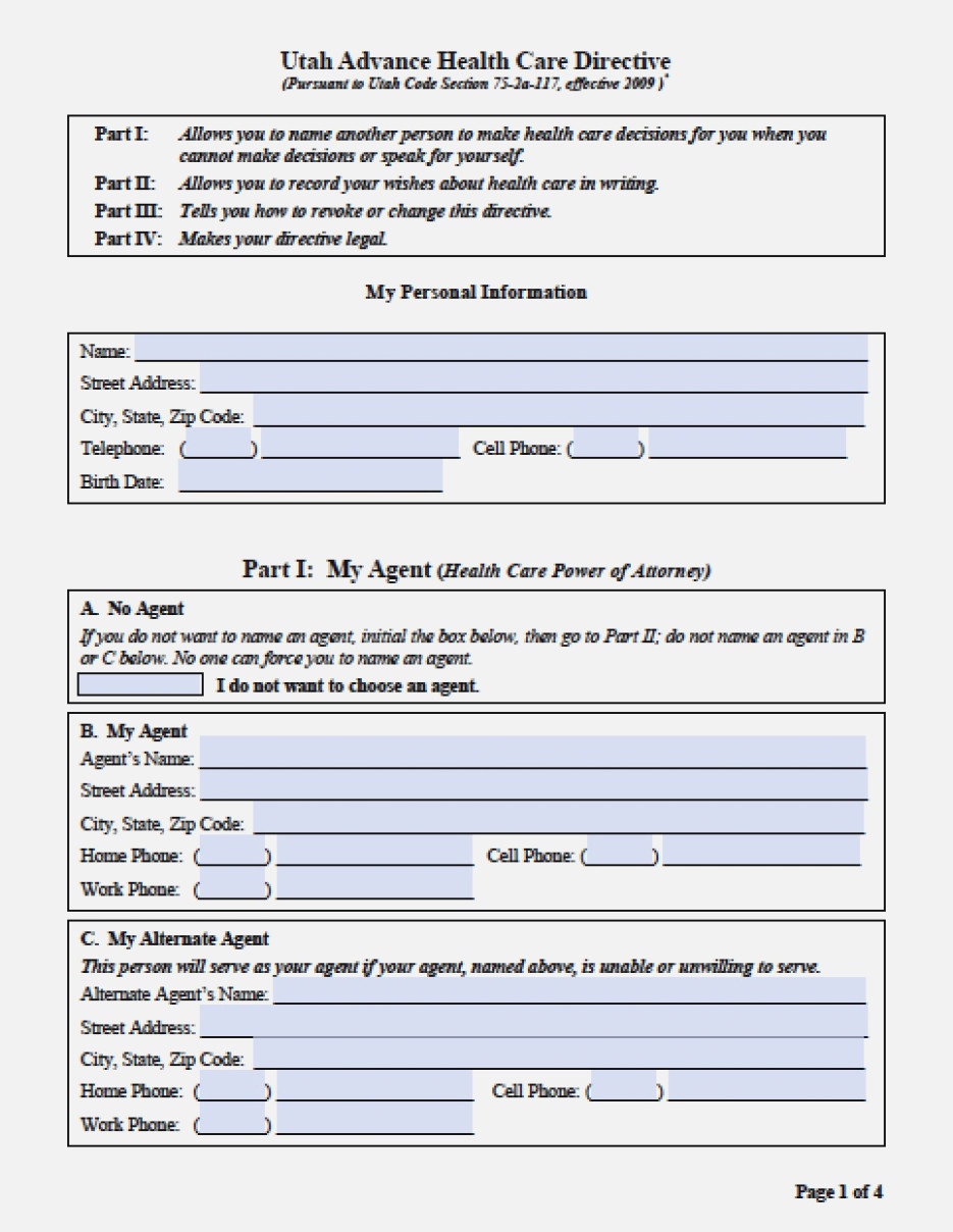 Utah Medical Power Of Attorney Form – Power Of Attorney : Power Of - Free Printable Power Of Attorney Form Washington State