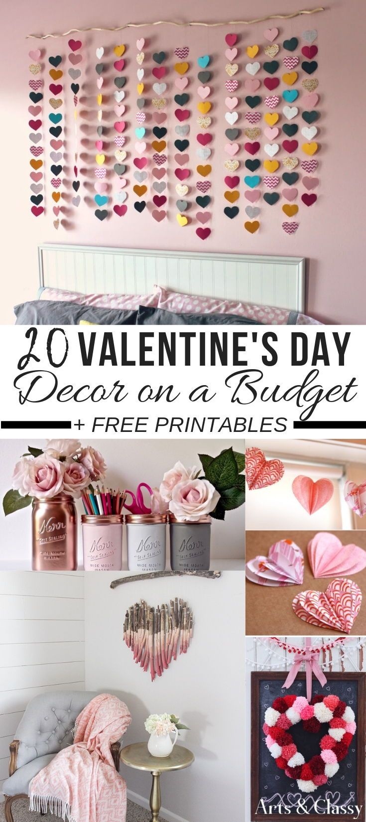 Valentine&amp;#039;s Day Decor On A Budget + Free Printables | Valentines - Free Printable Valentine&amp;#039;s Day Decorations