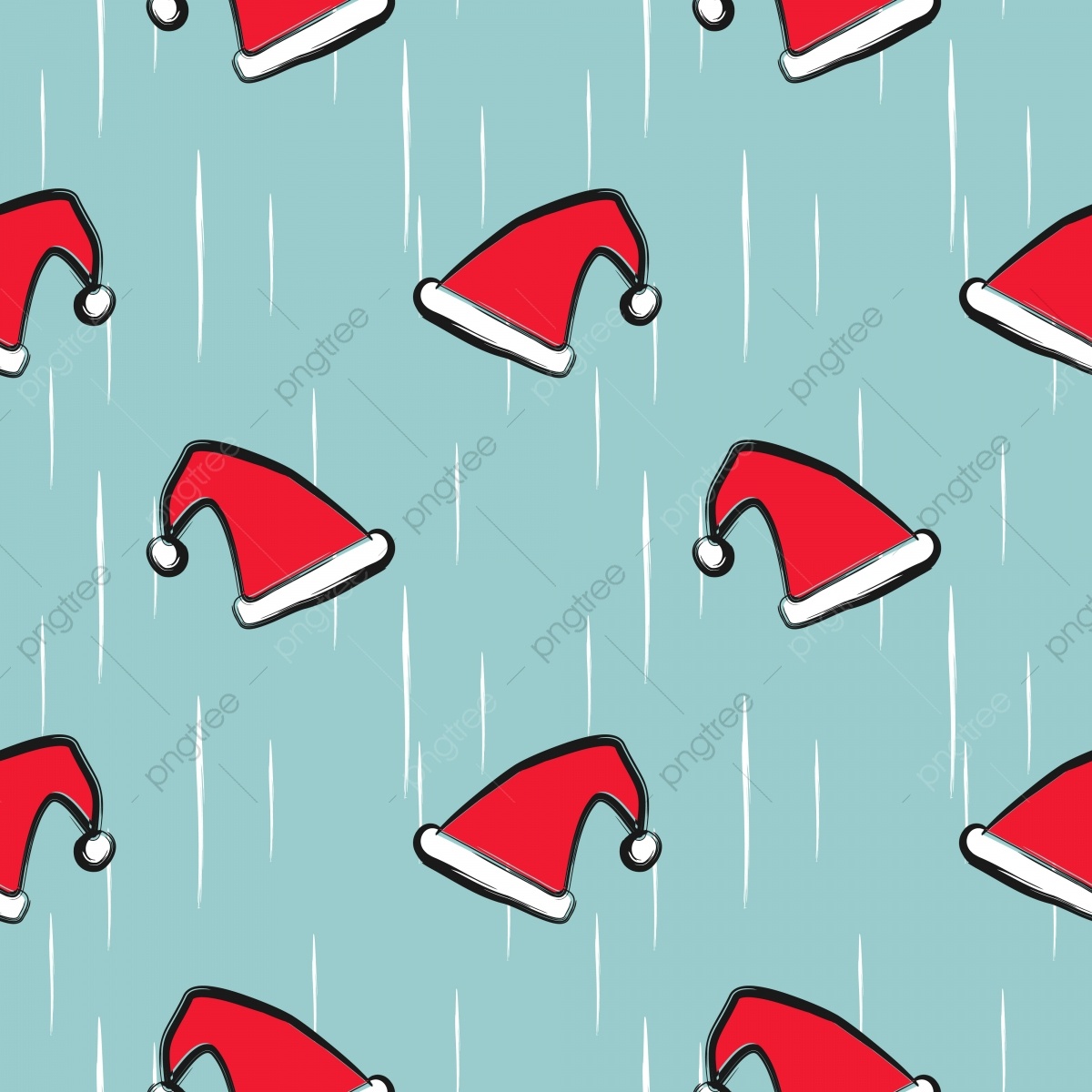 Vector Santa Hat Seamless Pattern For Winter Christmas Holiday Theme - Free Printable Santa Hat Patterns
