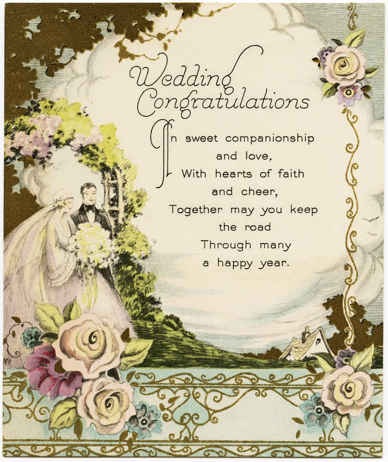 Vintage Wedding Congratulations - Old Design Shop Blog - Wedding Wish Cards Printable Free