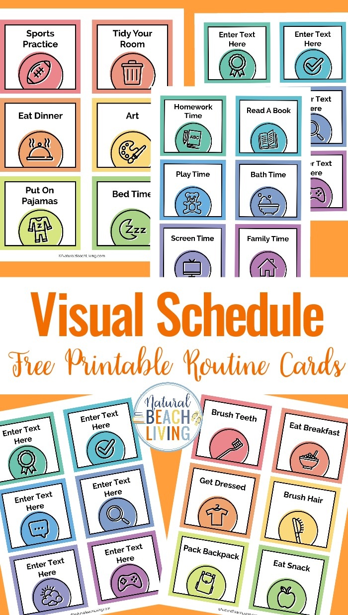 Visual Schedule - Free Printable Routine Cards - Natural Beach Living - Free Printable Picture Schedule Cards