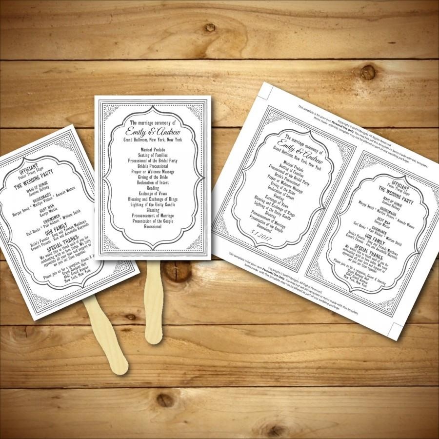 Wedding Program Template - Printable Wedding Program - Diy Wedding - Free Printable Wedding Fan Templates