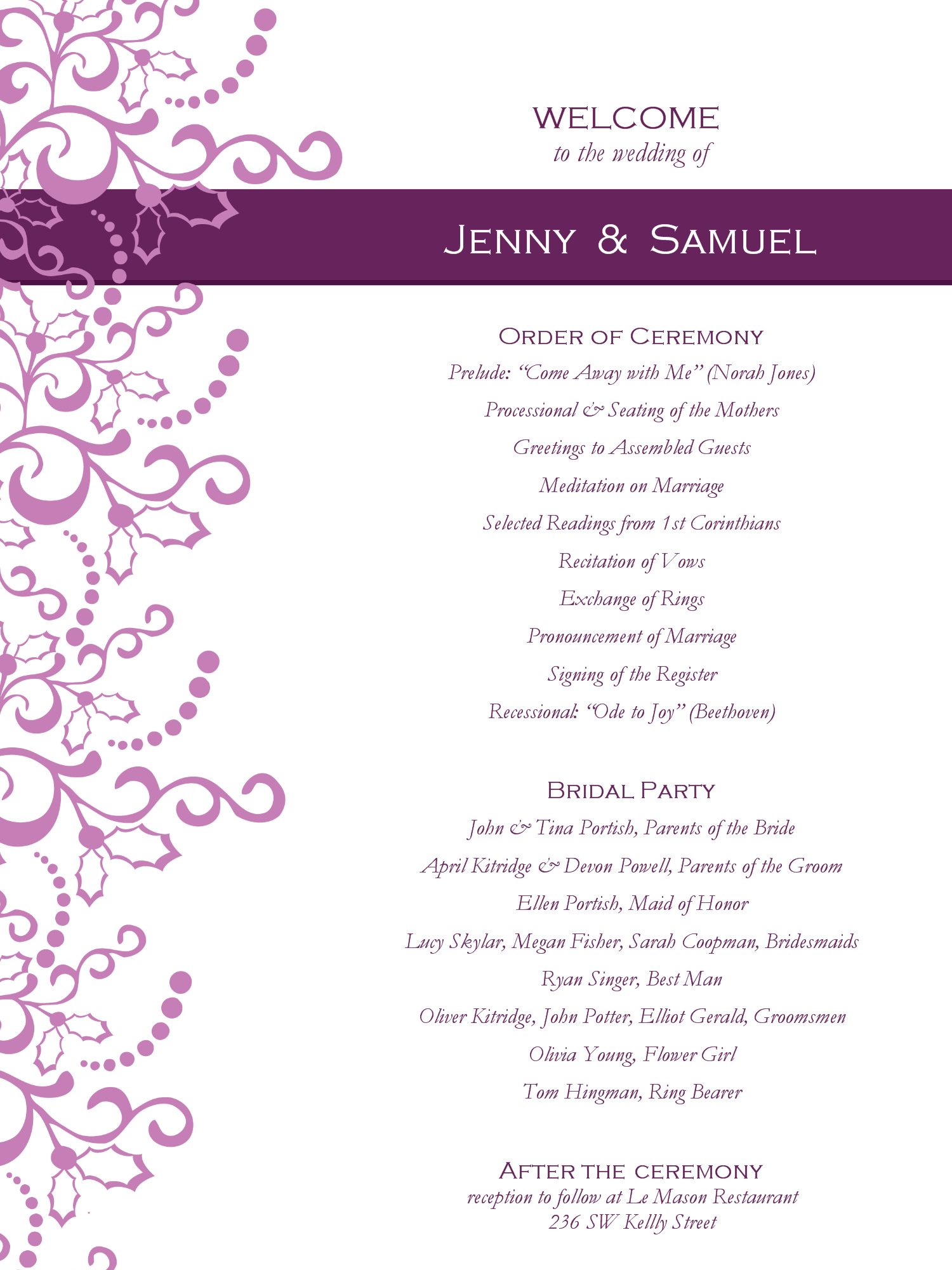 Wedding Program Templates Free | Weddingclipart | Wedding - Free Printable Wedding Program Samples