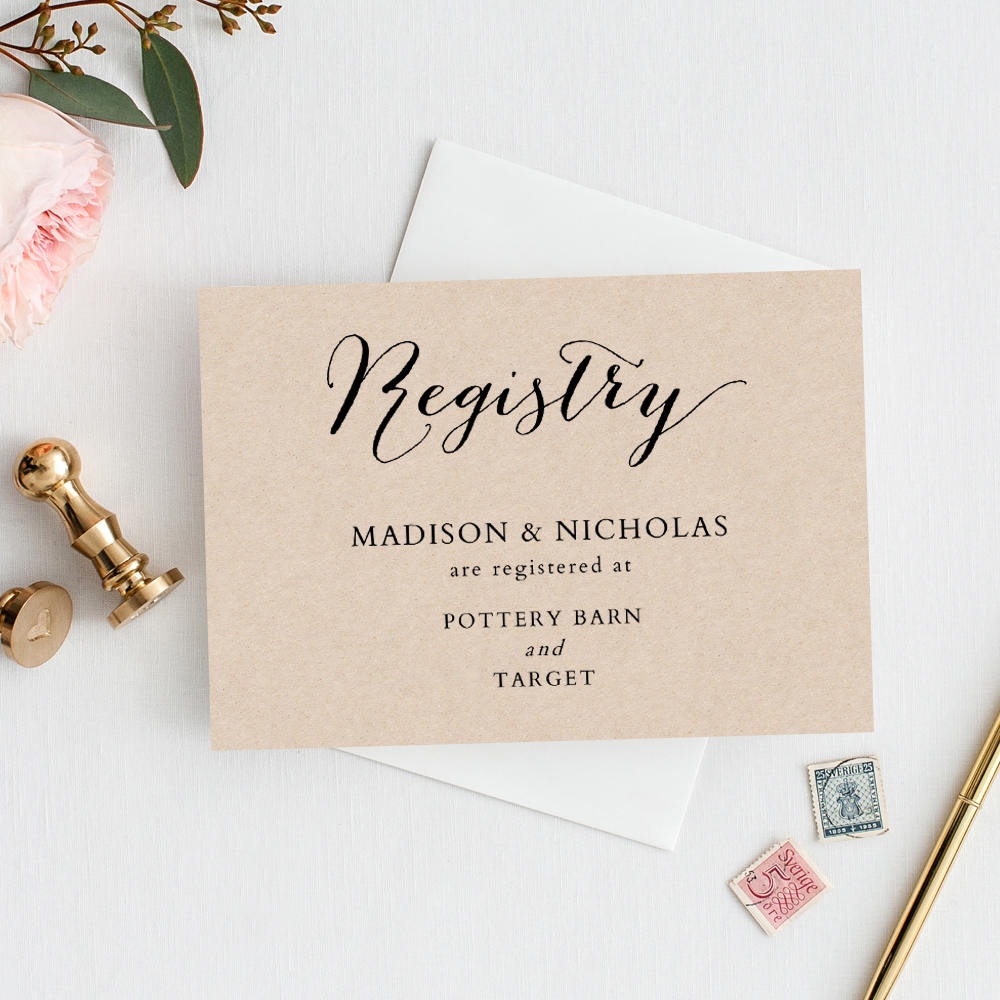 Wedding Registry Card Template Printable Registry Card | Etsy - Free Printable Registry Cards