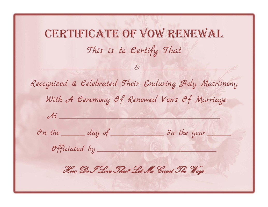 Wedding Vow Renewal Certificate Printable | Printable Birthday - Free Printable Wedding Certificates