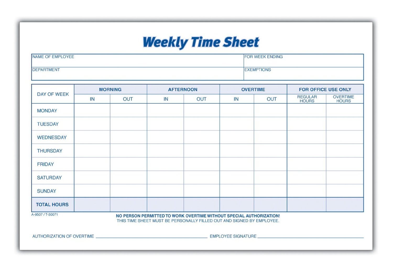 Weekly Time Card Template Free