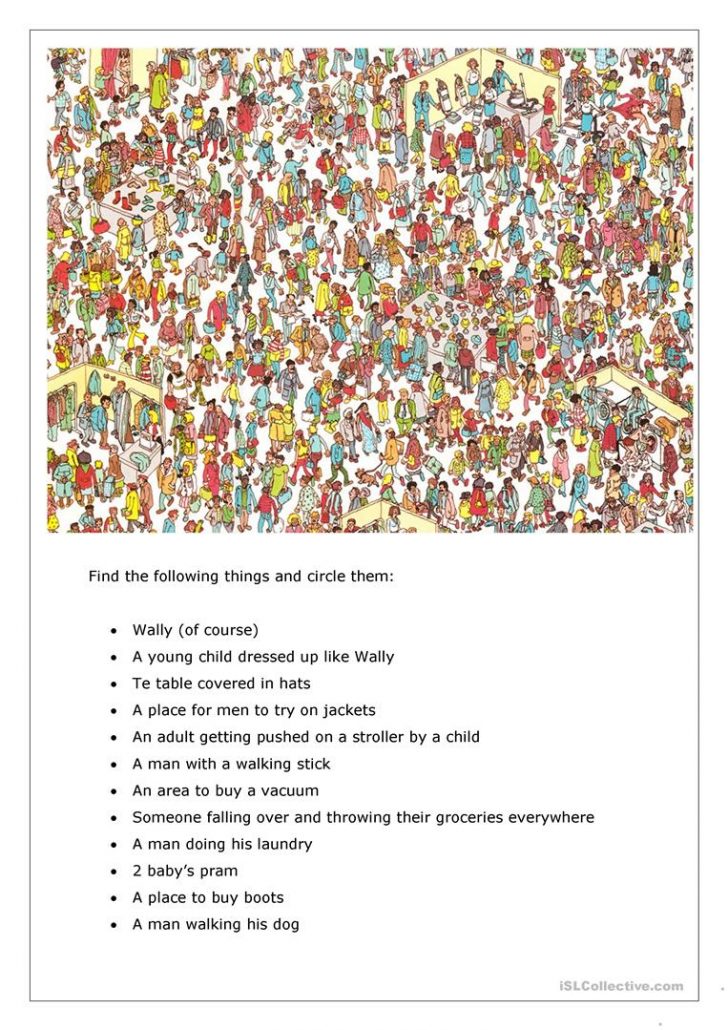 Where's Wally / Focusing On A Task Worksheet Free Esl Printable