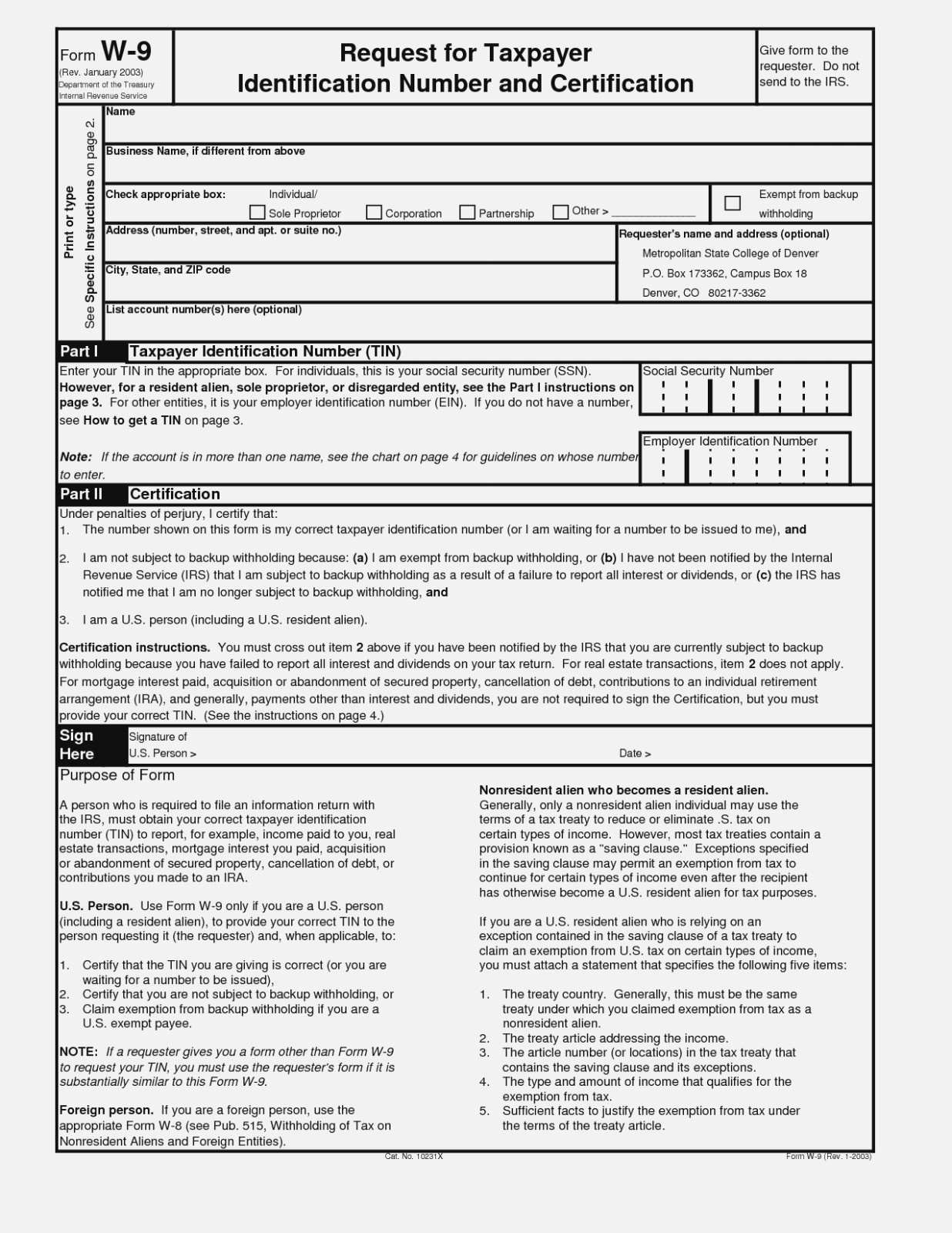 W9 Form Printable 2017 Free Free Printable