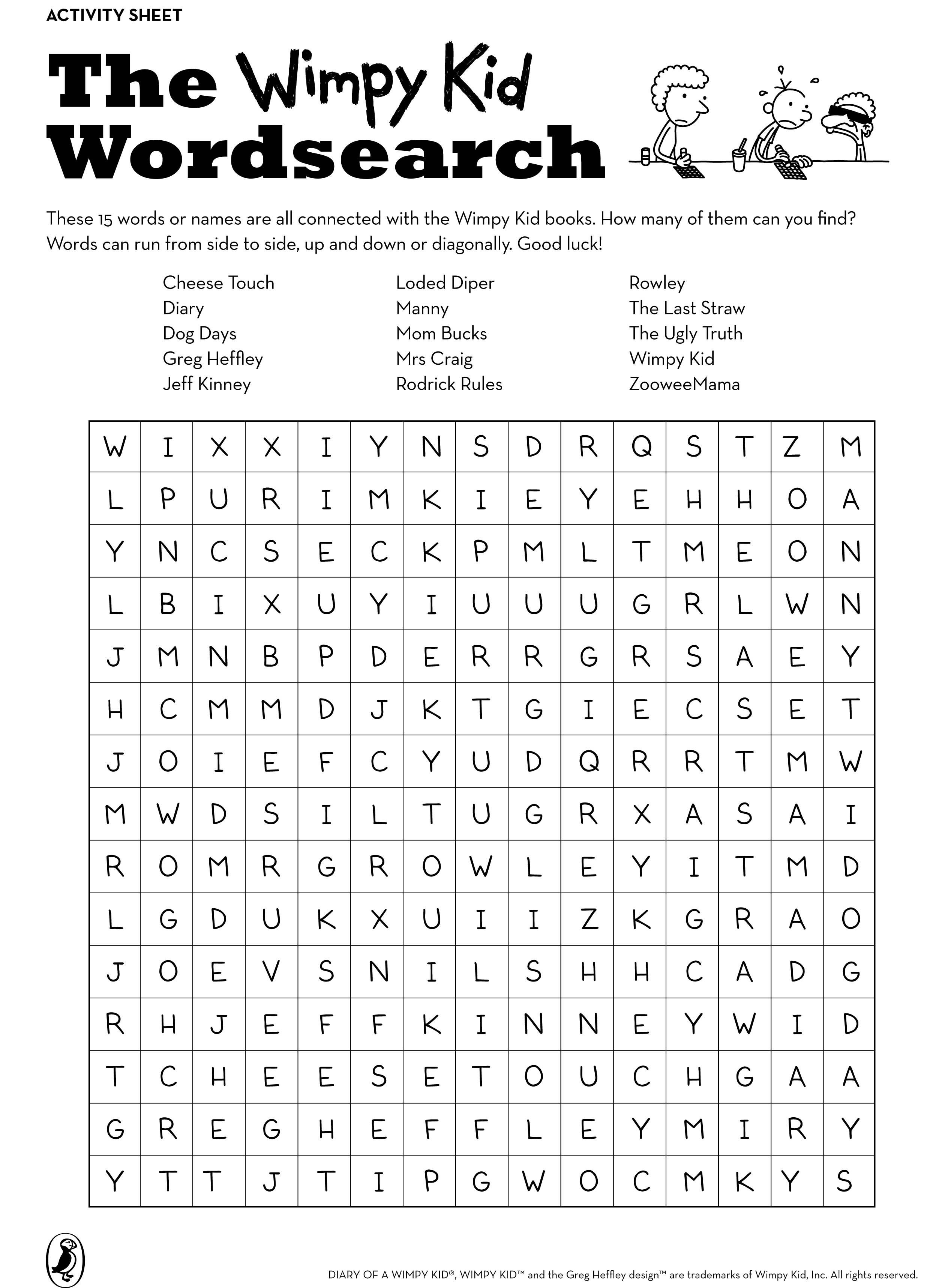 Wimpy Kid Wordsearch | Diary Of A Wimpy Kid | Kids Word Search, Kids - Free Printable Word Searches For Kids