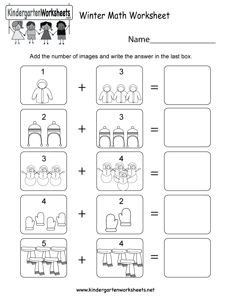 Winter Math Worksheet - Free Kindergarten Seasonal Worksheet For Kids - Free Printable Preschool Math Worksheets