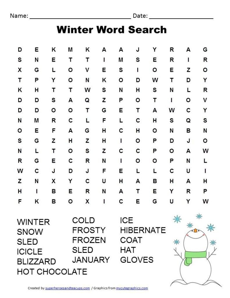 Winter Word Search Free Printable | Winter | Winter Word Search - Free Printable Christmas Puzzles Word Searches