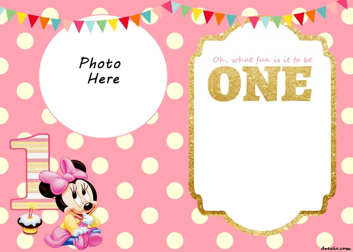 Wonderful Of Mickey Mouse 1St Birthday Invitation Template Free Free - Free Printable Mickey Mouse 1St Birthday Invitations