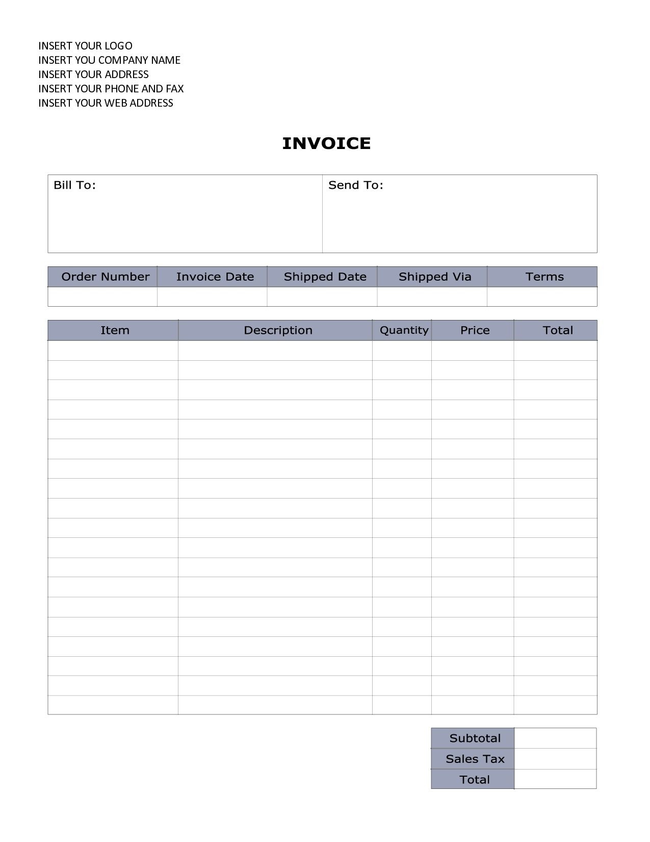 invoice templates printable free word doc free printable
