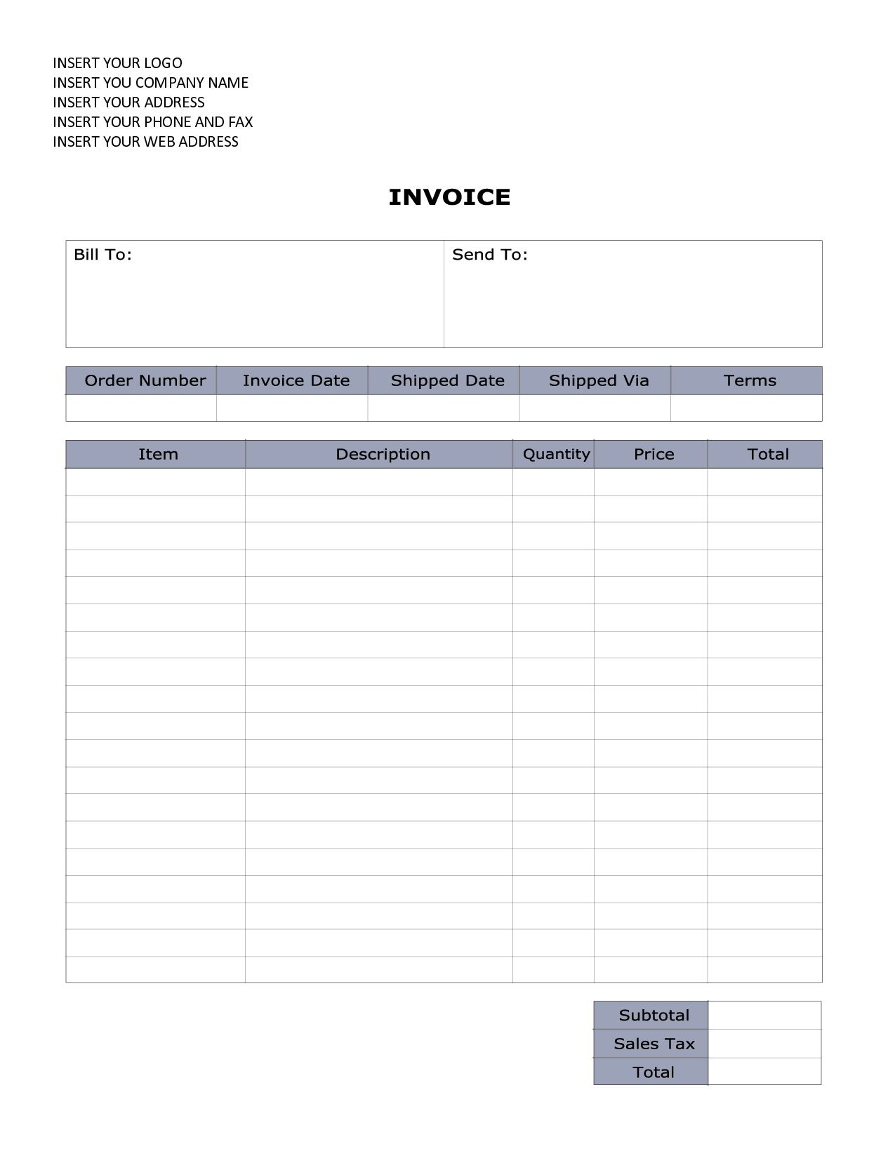 billing format in word