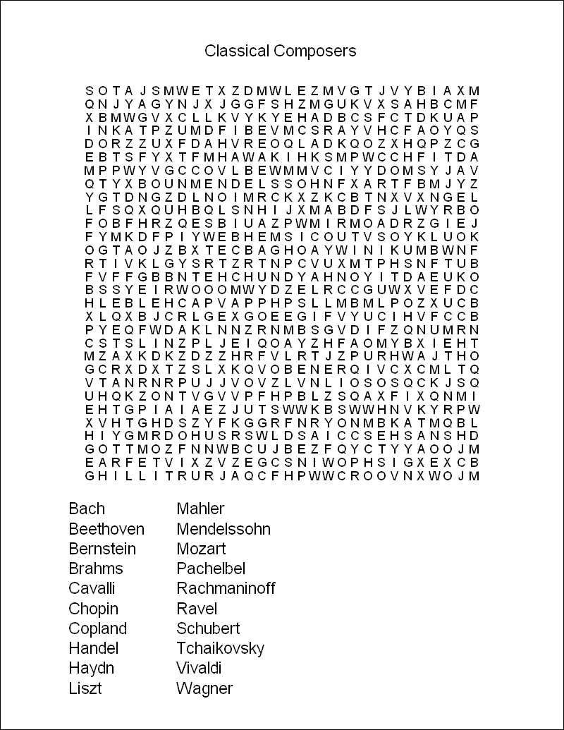 Word Search Puzzle | Childhood Memories | Word Puzzles, Word Search - Free Printable Music Word Searches