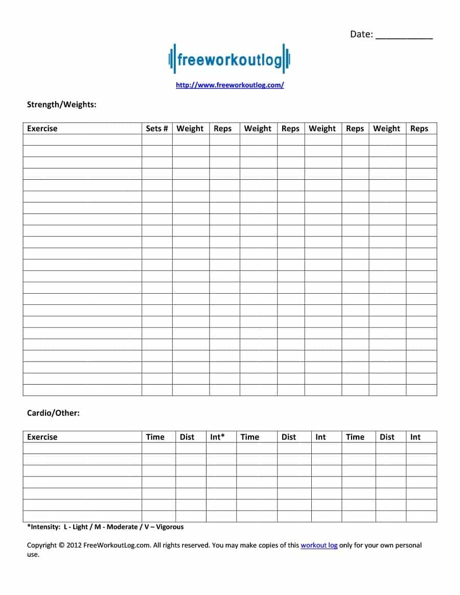 Workout Journal Printable - Tutlin.psstech.co - Free Printable Workout Journal
