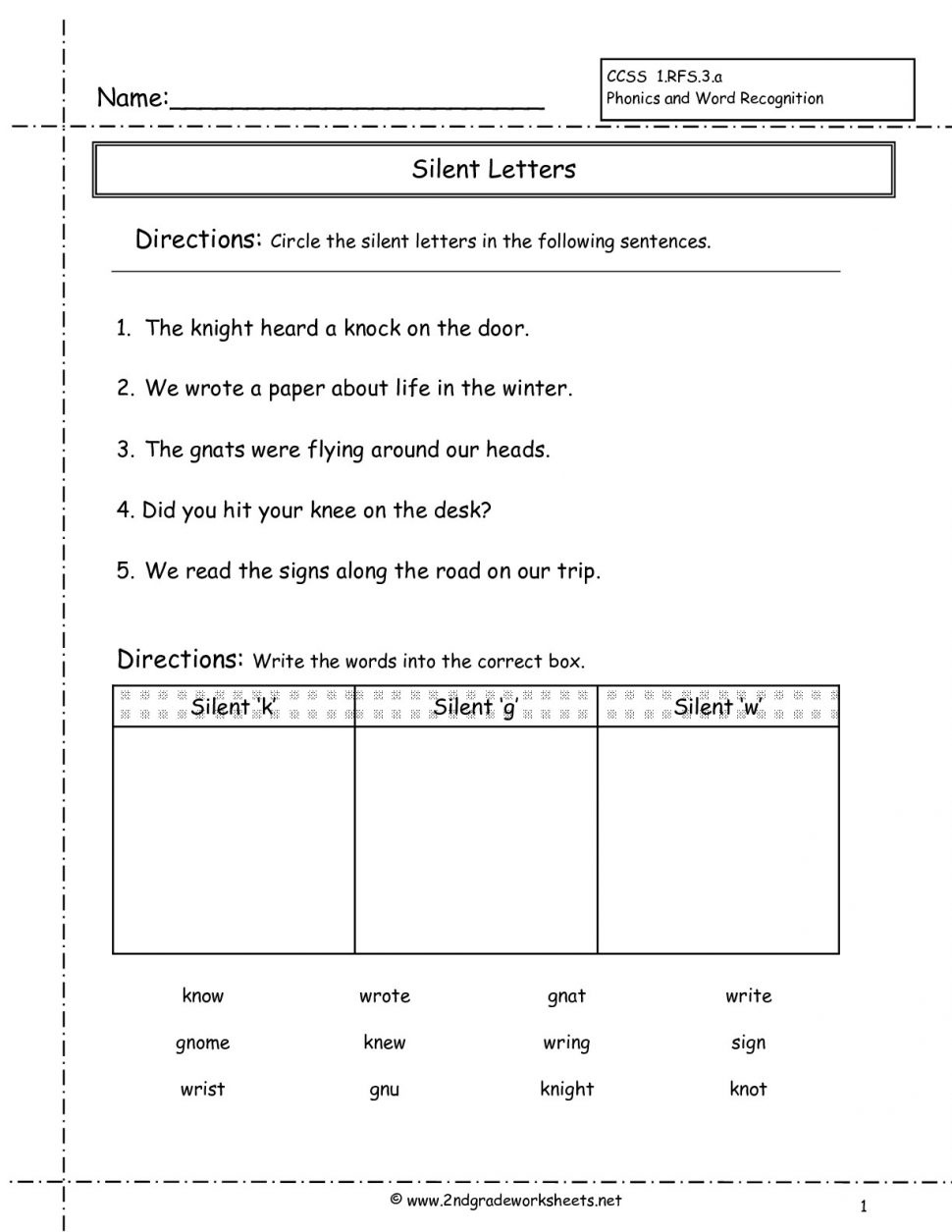 Worksheet : Second Grade Phonics Worksheets And Flashcards Silent - Free Printable Grade 1 Phonics Worksheets