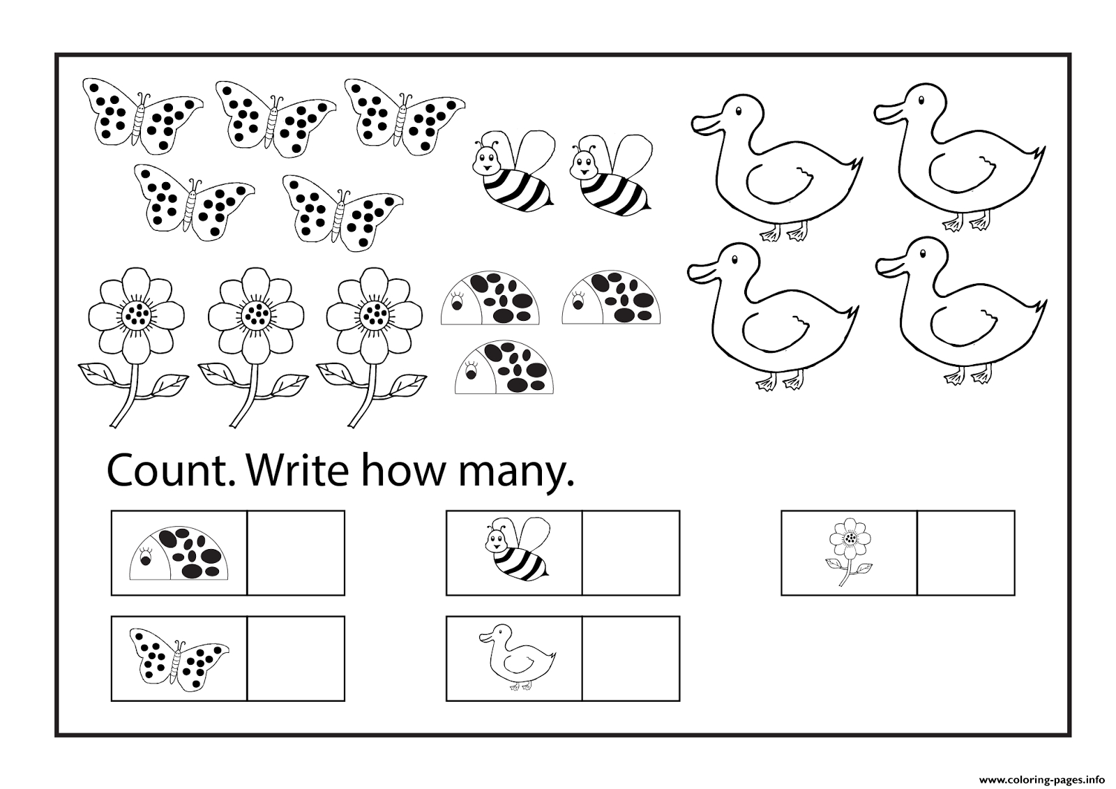 Worksheets Kindergarten Free Printable Educational Counting Coloring - Free Printable Number Worksheets For Kindergarten