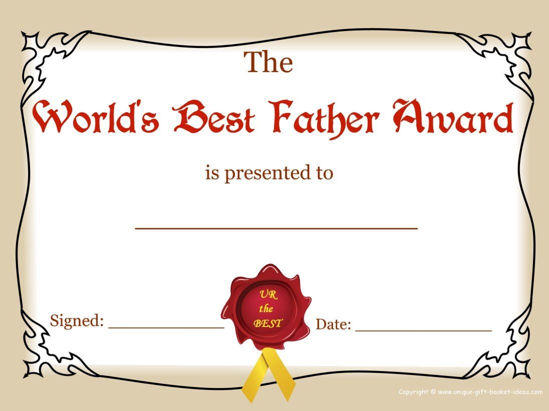 Printable Father's Day Certificates Of AppreciationGifts