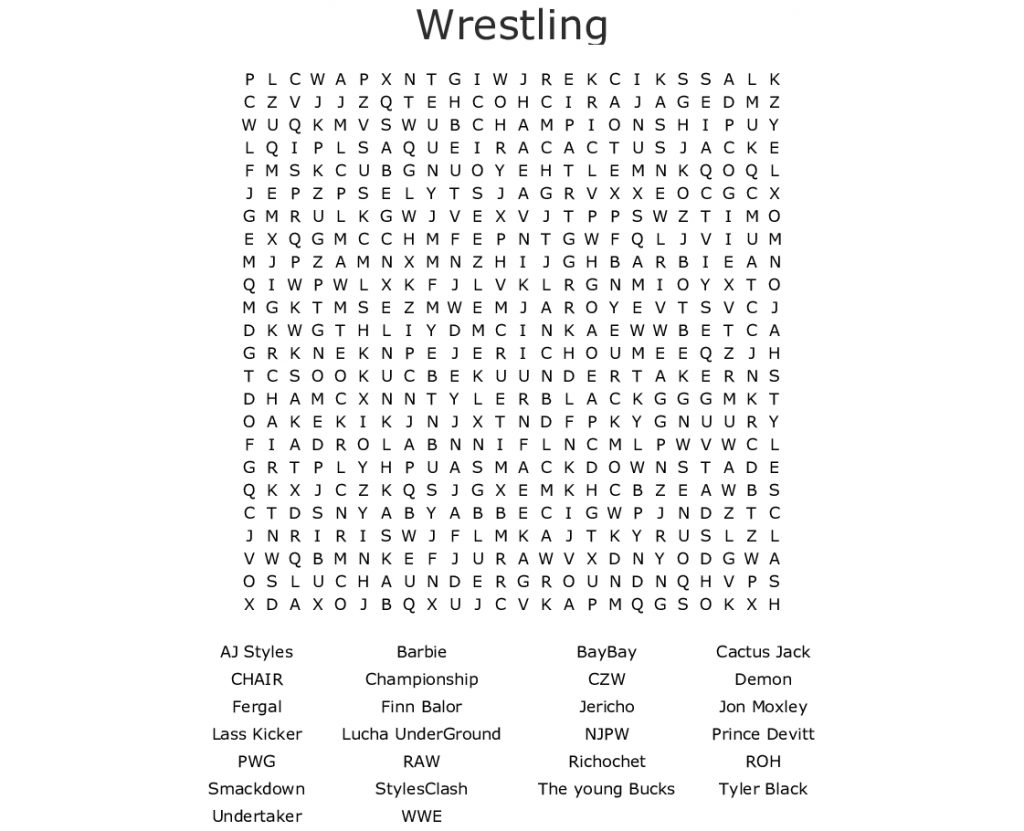 Wrestling Word Search Wordmint Free Printable Wwe Word Search Free Printable