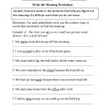 Write The Meaning Context Clues Worksheet | Context Clues | Context   Free Printable 5Th Grade Context Clues Worksheets