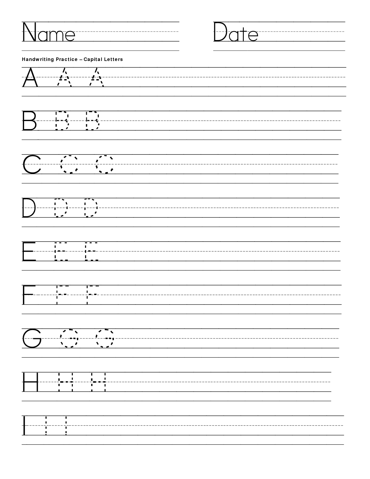 Writing Practice | Handwriting Practice Capital Letters | Teaching - Free Printable Worksheets Handwriting Practice