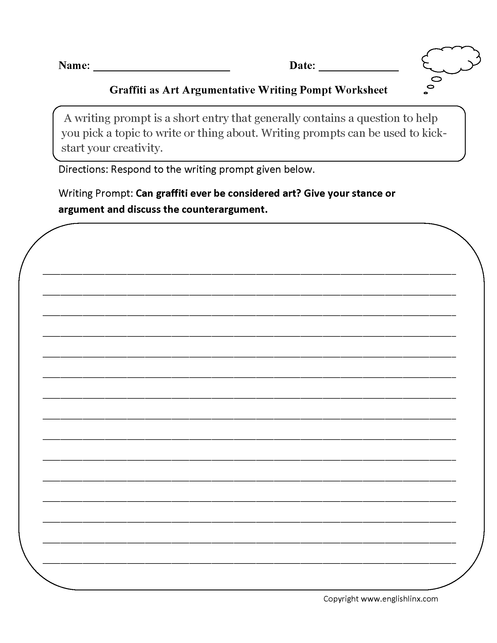 Writing Prompts Worksheets | Argumentative Writing Prompts Worksheets - 6Th Grade Writing Worksheets Printable Free