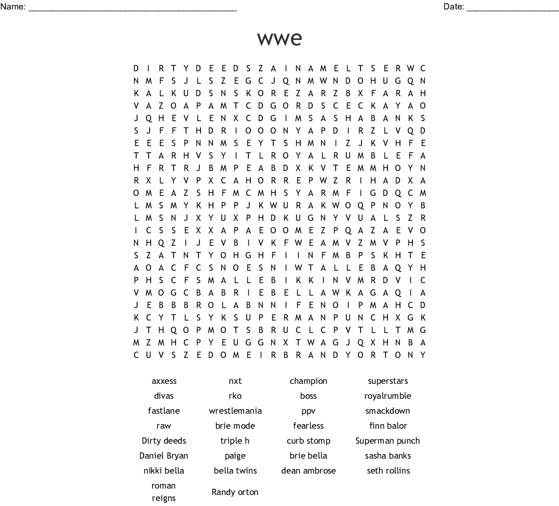 Chase Haake 20Haake02 On Pinterest Free Printable Wwe Word Search Free Printable